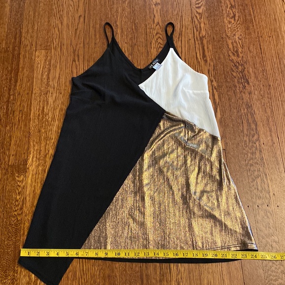 Venus Small Black/Cream/Bronze Spaghetti Strap Wrap Detail Dress - Picture 5 of 9